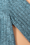 Street Solid Buttons O Neck Tops