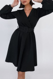 Celebrities Elegant Solid Patchwork V Neck A Line Dresses