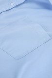 Casual Daily Solid Pocket Turndown Collar Long Sleeve Two Pieces