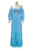 Sexy Solid Fold V Neck Sling Dress Dresses