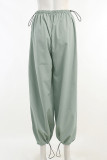 Casual Solid Draw String Straight Straight Solid Color Bottoms