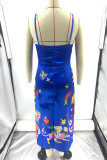 Sexy Print Backless V Neck Sling Dress Dresses