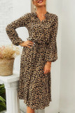 Elegant Leopard Patchwork A Line Dresses