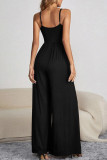 Casual Solid V Neck Loose Jumpsuits