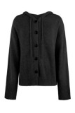 Casual Solid Buttons Hooded Collar Tops