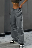Casual Solid Draw String Straight Straight Solid Color Bottoms