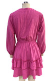 Simplicity Solid Buttons V Neck A Line Dresses