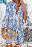 Casual Vacation Print Tassel V Neck A Line Dresses