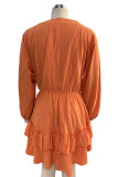Simplicity Solid Buttons V Neck A Line Dresses