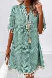 Bohemian Print Tassel V Neck Princess Dresses