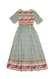 Bohemian College Floral Pocket O Neck A Line Dresses