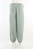 Casual Solid Draw String Straight Straight Solid Color Bottoms