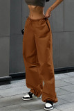 Casual Solid Draw String Straight Straight Solid Color Bottoms