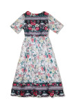 Bohemian College Floral Pocket O Neck A Line Dresses