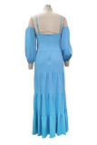 Sexy Solid Fold V Neck Sling Dress Dresses