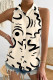 Casual Print Contrast Turndown Collar Tops