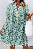 Bohemian Print Tassel V Neck Princess Dresses