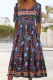 Bohemian College Floral Pocket O Neck A Line Dresses