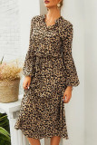 Elegant Leopard Patchwork A Line Dresses