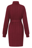 Solid Bandage Half A Turtleneck Long Sleeve Dresses