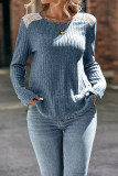 Casual Solid Lace O Neck Tops