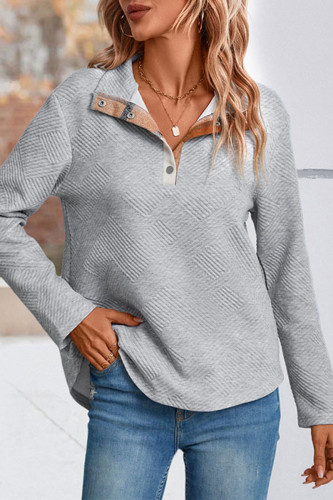 Casual Solid Patchwork Turndown Collar Tops