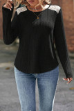 Casual Solid Lace O Neck Tops