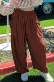 Casual Simplicity Solid Pocket Loose Mid Waist Wide Leg Solid Color Bottoms