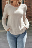 Casual Solid Lace O Neck Tops
