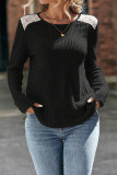 Casual Solid Lace O Neck Tops