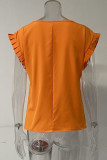 Sweet Solid Stringy Selvedge O Neck Tops