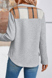 Casual Solid Patchwork Turndown Collar Tops