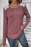 Casual Solid Lace O Neck Tops
