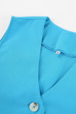 Work Solid Buttons Sleeveless Two Pieces