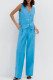 Work Solid Buttons Sleeveless Two Pieces