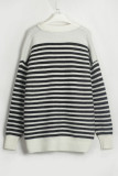 Street Striped Patchwork V Neck Tops