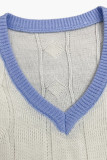 Street Daily Solid Patchwork V Neck Long Sleeve Two Pieces