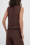 Work Solid Buttons Sleeveless Two Pieces