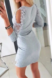 Sexy Solid Lace O Neck A Line Dresses