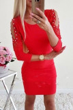 Sexy Solid Lace O Neck A Line Dresses
