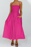 Sexy Solid Pocket Sling Dress Dresses