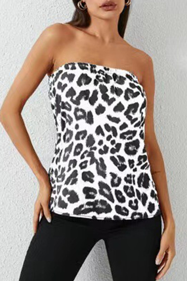 Sexy Leopard Strapless Tops