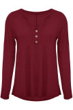 Casual Simplicity Solid Patchwork V Neck Tops