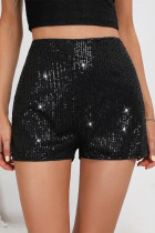 Sexy Solid Sequins Mid Waist Type A Solid Color Bottoms