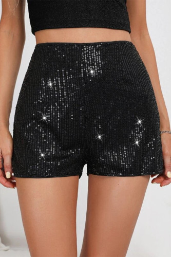 Sexy Solid Sequins Mid Waist Type A Solid Color Bottoms