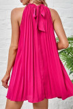 Elegant Simplicity Solid Fold Halter Pleated Dresses