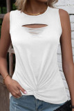 Simplicity Solid Ripped O Neck Tops