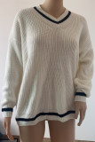 Casual Simplicity Solid Patchwork V Neck Tops