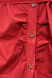 Elegant Solid Fold Turndown Collar Shirt Dress Dresses