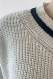 Casual Simplicity Solid Patchwork V Neck Tops